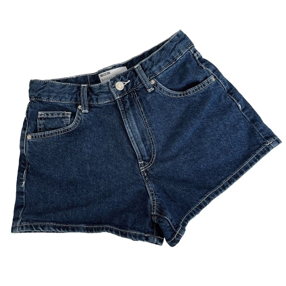 Bershka Denim Shorts Jean Women's 2 US Blue Classic Dark Wash 100% Cotton Casual